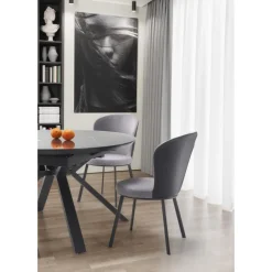 VERTIGO Udvidelsesbord, - Top - Sort Marmor, Ben - Sort