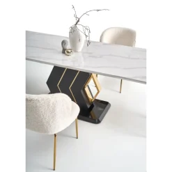 VINCENZO bord Hvid marmor, ben Sort/guld