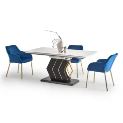 VINCENZO bord Hvid marmor, ben Sort/guld