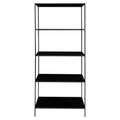 Vita Reol - Reol med sort ramme og 5 sorte hylder 80x36x170 cm