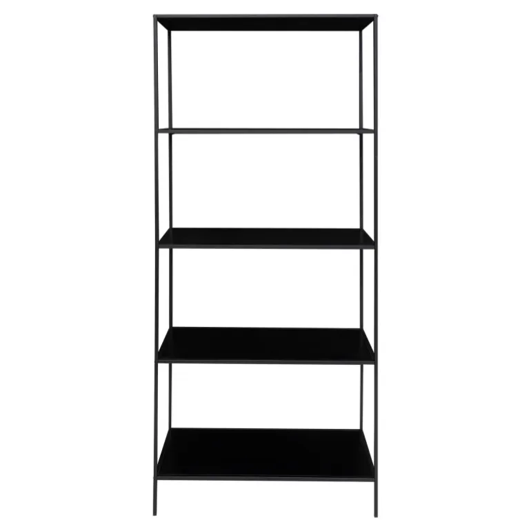 Vita Reol - Reol med sort ramme og 5 sorte hylder 80x36x170 cm