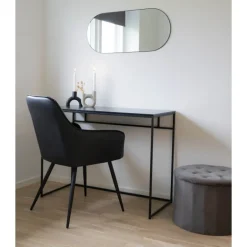 Vita Skrivebord - Skrivebord med sort ramme og sort bordplade 100x45x75 cm