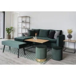 Vita Sofabord - Sofabord med sort ramme og egetræslook bordplade 60x90x45 cm