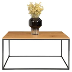 Vita Sofabord - Sofabord med sort ramme og egetræslook bordplade 60x90x45 cm
