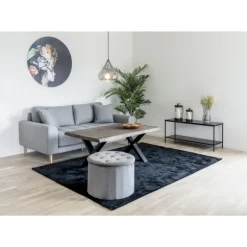 Vita TV-Bænk - TV-bord med sort ramme og to sorte hylder 100x36x45 cm