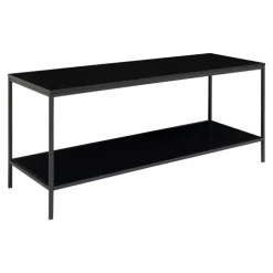 Vita TV-Bænk - TV-bord med sort ramme og to sorte hylder 100x36x45 cm