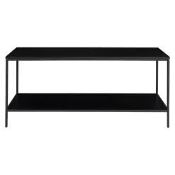 Vita TV-Bænk - TV-bord med sort ramme og to sorte hylder 100x36x45 cm
