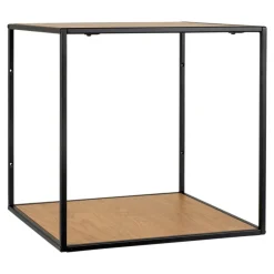 Vita Væghylde - Hylde med sort ramme og egetræslook hylder 36x36x36 cm