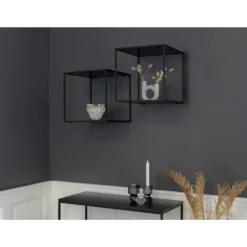 Vita Væghylde - Hylde med sort ramme og sorte hylder 36x36x36 cm