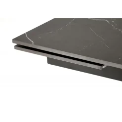 VITORINO Spisebord med udtræk, - bordplade - Sort marmor, ben - Sort