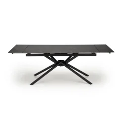 VITORINO Spisebord med udtræk, - bordplade - Sort marmor, ben - Sort