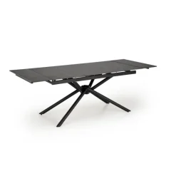 VITORINO Spisebord med udtræk, - bordplade - Sort marmor, ben - Sort