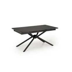 VITORINO Spisebord med udtræk, - bordplade - Sort marmor, ben - Sort