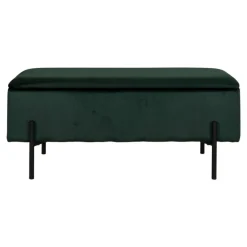 Watford Bænk - Bænk i grøn velour m. opbevaring