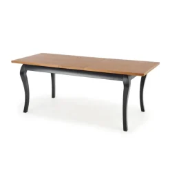 WINDSOR Spisebord med udtræk, - mørk eg/Sort