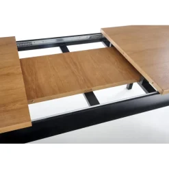 WINDSOR Spisebord med udtræk, - mørk eg/Sort