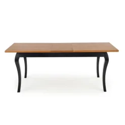 WINDSOR Spisebord med udtræk, - mørk eg/Sort