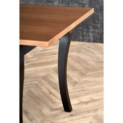 WINDSOR Spisebord med udtræk, - mørk eg/Sort