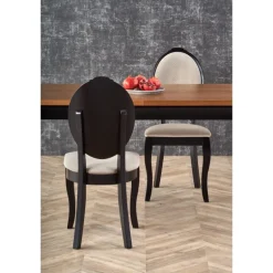 WINDSOR Spisebord med udtræk, - mørk eg/Sort