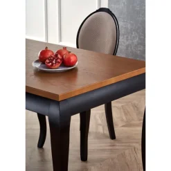 WINDSOR Spisebord med udtræk, - mørk eg/Sort