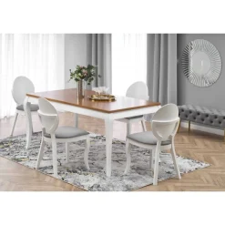 WINDSOR Spisebordmedudtræk, - Mørk Eg/Hvid