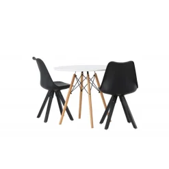 Zeno Rundt Spisestuesæt - Sort og Hvid