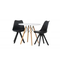 Zeno Rundt Spisestuesæt - Sort og Hvid