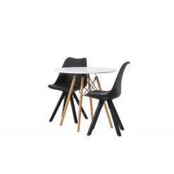 Zeno Rundt Spisestuesæt - Sort og Hvid