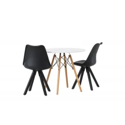 Zeno Rundt Spisestuesæt - Sort og Hvid