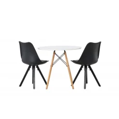 Zeno Rundt Spisestuesæt - Sort og Hvid